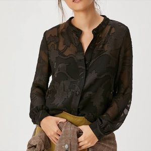 Anthropologie Textured Buttondown Blouse
